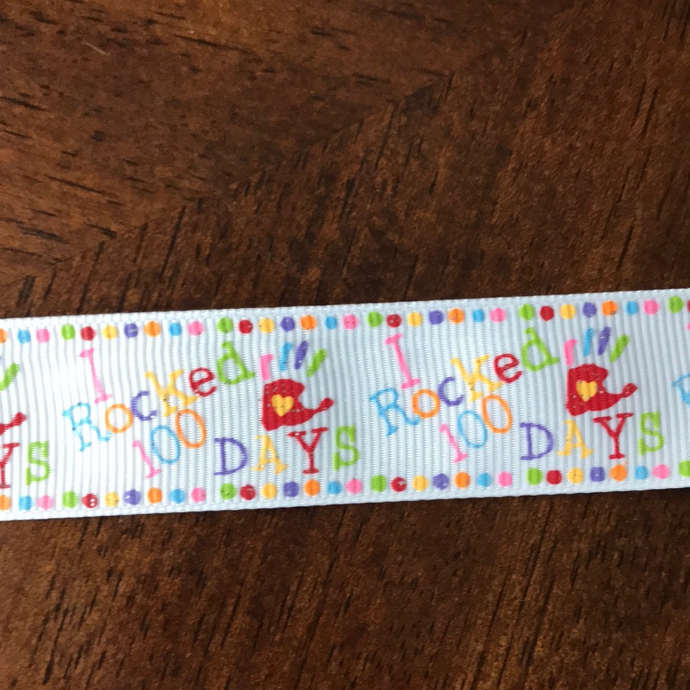 100 Days of School hair bow or ribbon per yard